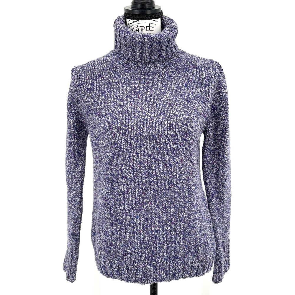 Fisherman Out Of Ireland Merino Wool Sweater‎ Small Purple Donegal Turtleneck